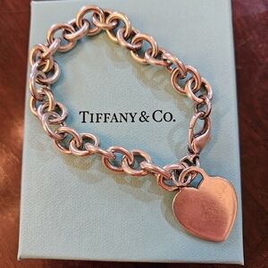 Tiffany & Co Sterling Silver Heart Charm Bracelet